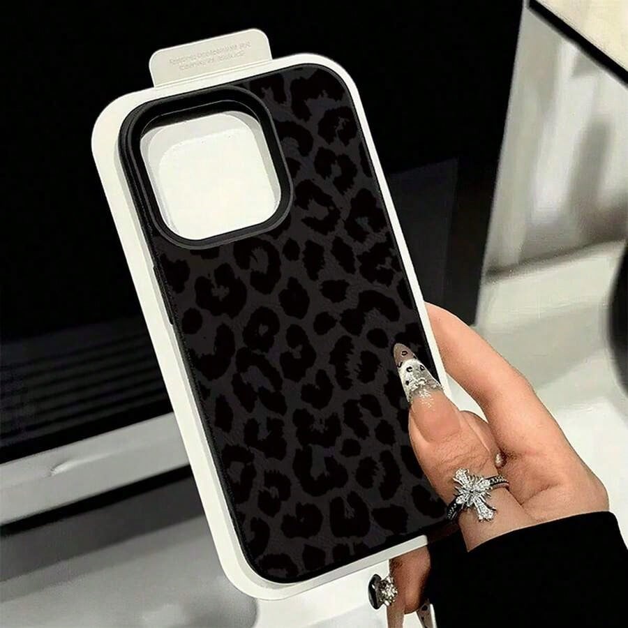 Cheetah,Leopard Print Cheetah,Leopard Print Stylish Black Leopard Print Phone Case Suitable Compatible With Iphone 17 16 15 14 13 12 11 Pro Max XS XR X,Full-Coverage TPU Shockproof Protective Cover