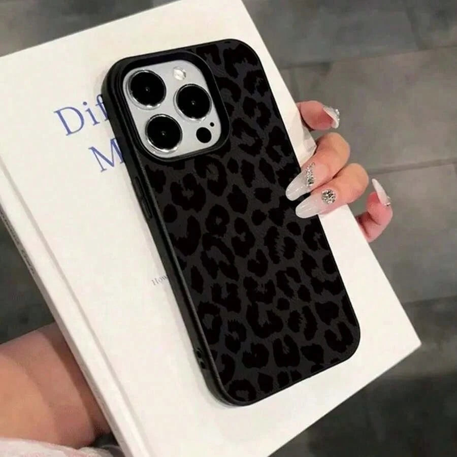 Cheetah,Leopard Print Cheetah,Leopard Print Stylish Black Leopard Print Phone Case Suitable Compatible With Iphone 17 16 15 14 13 12 11 Pro Max XS XR X,Full-Coverage TPU Shockproof Protective Cover