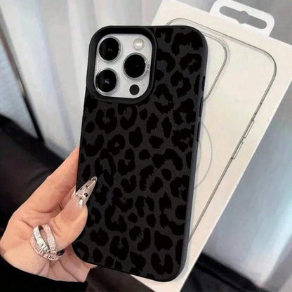 Cheetah,Leopard Print Cheetah,Leopard Print Stylish Black Leopard Print Phone Case Suitable Compatible With Iphone 17 16 15 14 13 12 11 Pro Max XS XR X,Full-Coverage TPU Shockproof Protective Cover