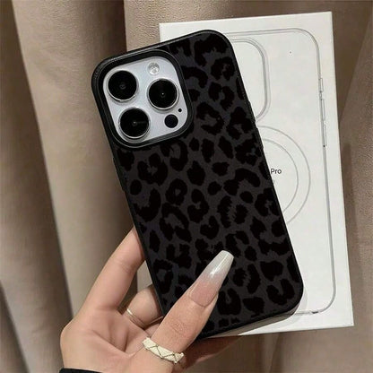 Cheetah,Leopard Print Cheetah,Leopard Print Stylish Black Leopard Print Phone Case Suitable Compatible With Iphone 17 16 15 14 13 12 11 Pro Max XS XR X,Full-Coverage TPU Shockproof Protective Cover