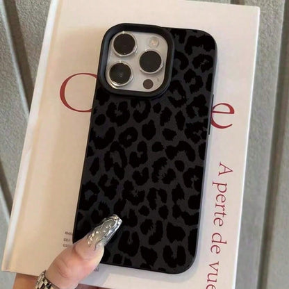 Cheetah,Leopard Print Cheetah,Leopard Print Stylish Black Leopard Print Phone Case Suitable Compatible With Iphone 17 16 15 14 13 12 11 Pro Max XS XR X,Full-Coverage TPU Shockproof Protective Cover