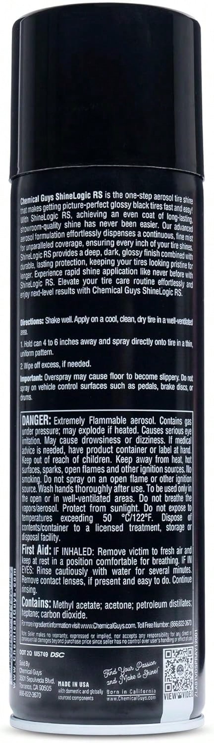 Chemical Guys ShineLogicRS Tire Shine, Deep Wet Black Shine, For Cars, Trucks, Motorcycles, RVs &Amp; More, 15 Fl Oz
