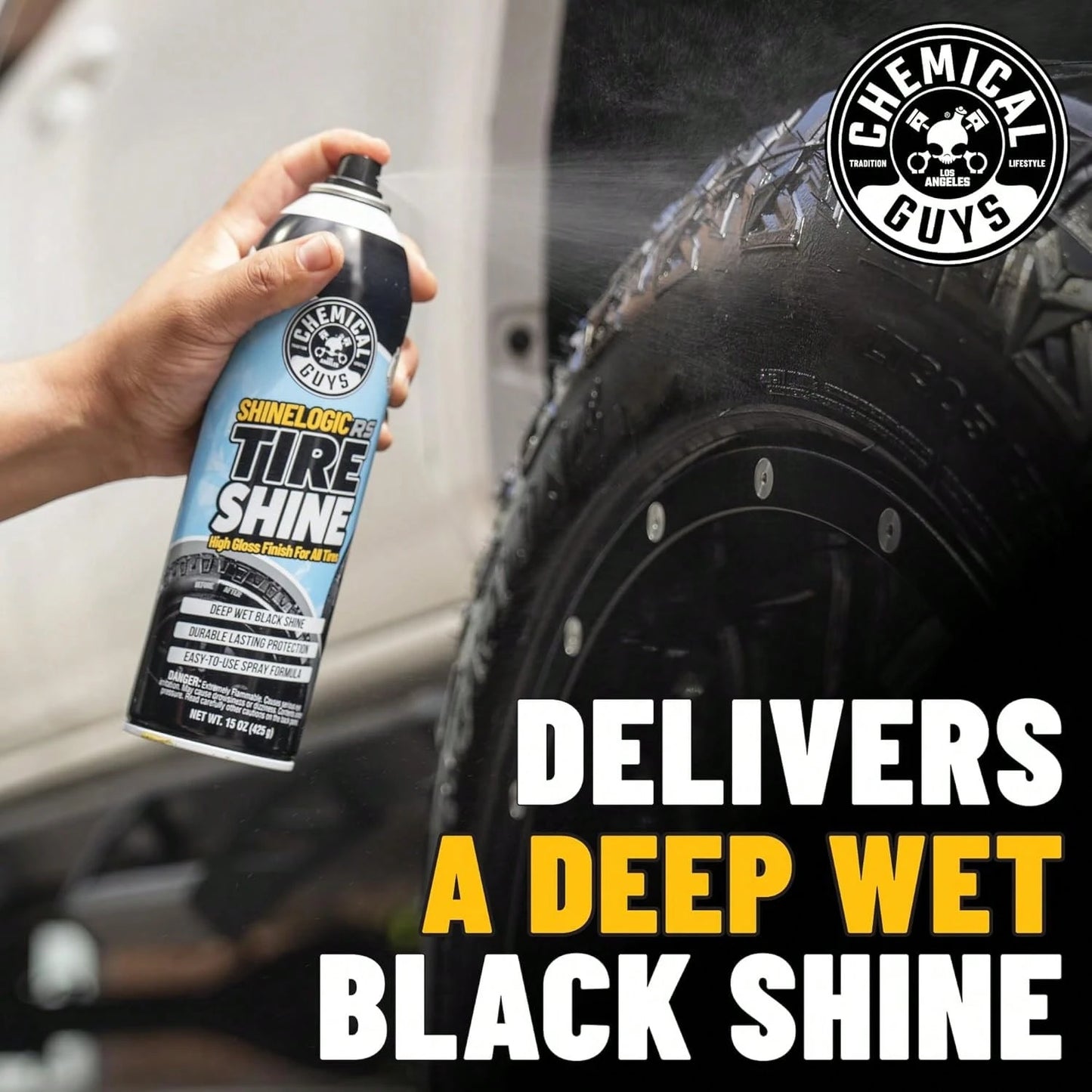 Chemical Guys ShineLogicRS Tire Shine, Deep Wet Black Shine, For Cars, Trucks, Motorcycles, RVs &Amp; More, 15 Fl Oz