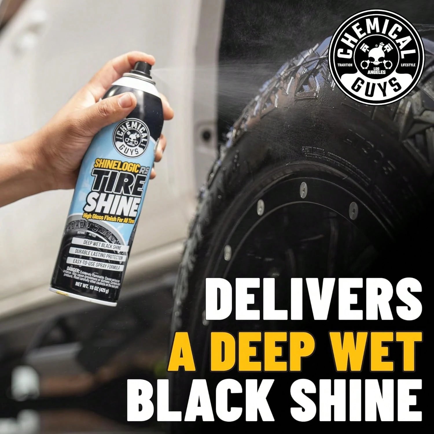 Chemical Guys ShineLogicRS Tire Shine, Deep Wet Black Shine, For Cars, Trucks, Motorcycles, RVs &Amp; More, 15 Fl Oz