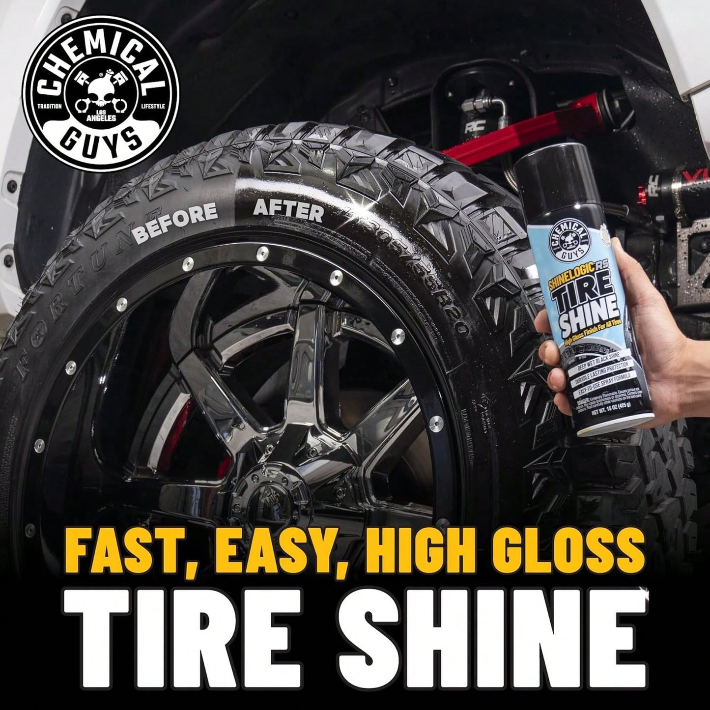 Chemical Guys ShineLogicRS Tire Shine, Deep Wet Black Shine, For Cars, Trucks, Motorcycles, RVs &Amp; More, 15 Fl Oz