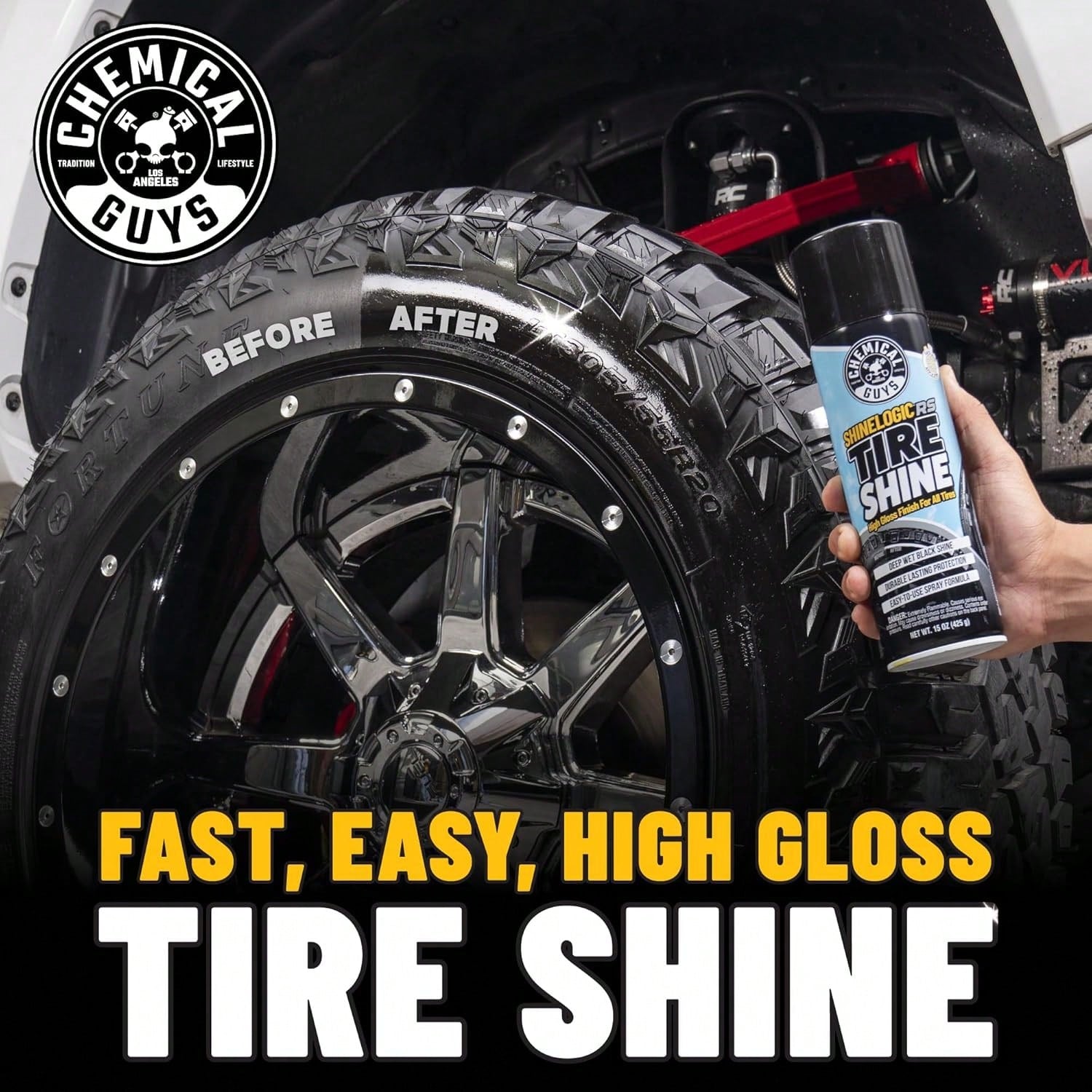 Chemical Guys ShineLogicRS Tire Shine, Deep Wet Black Shine, For Cars, Trucks, Motorcycles, RVs &Amp; More, 15 Fl Oz