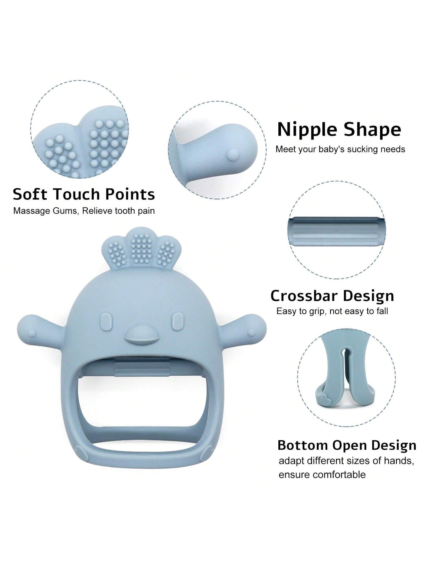 Chick Teether, Silicone Mushroom Teether Biting Toy, Baby Teething Stick