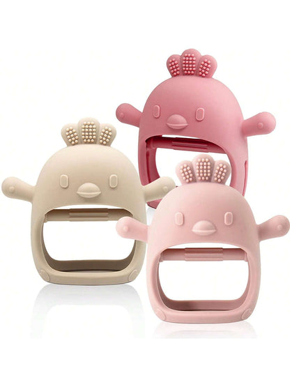 Chick Teether, Silicone Mushroom Teether Biting Toy, Baby Teething Stick