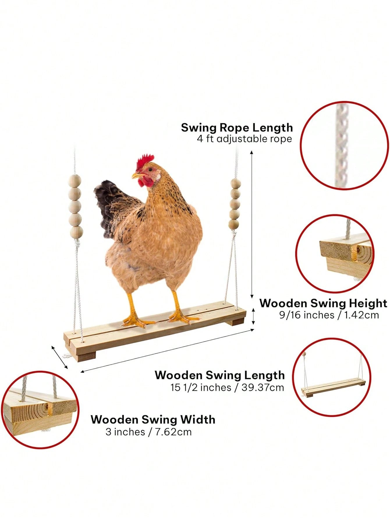 Chicken Swing Toy, Wooden Perch Stand For, Large Perch Ladder For Poultry, Chickens, Parrots, Pet Entertainment Toy