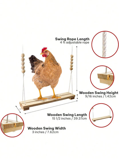 Chicken Swing Toy, Wooden Perch Stand For, Large Perch Ladder For Poultry, Chickens, Parrots, Pet Entertainment Toy