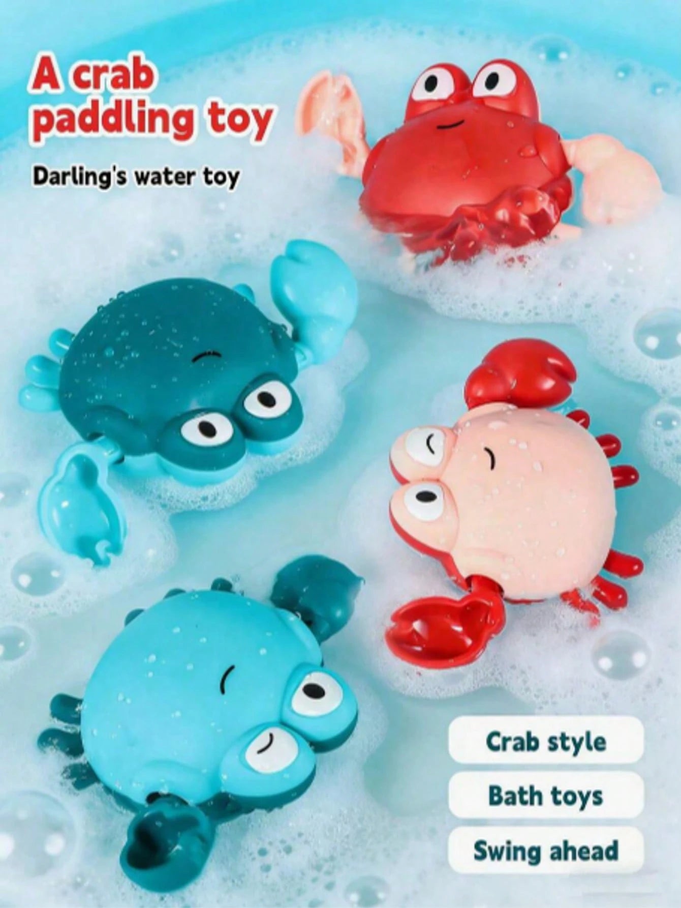 Children's Bath Toy Set, Crab Shaped, Mechanical Water Toys, Kids Bathtub Toys, Gift For Boys And Girls
