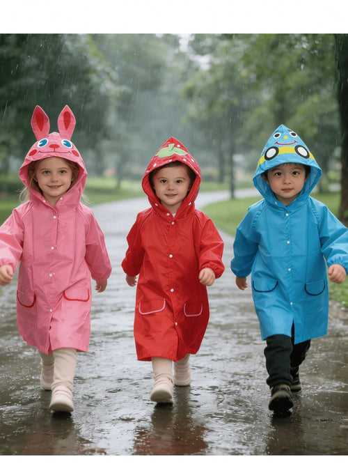 Children's Raincoat Set, Cartoon Kids Raincoat- Waterproof Baby Rainwear, Length 90-130cm, Suitable For 5-7 Years Old Children