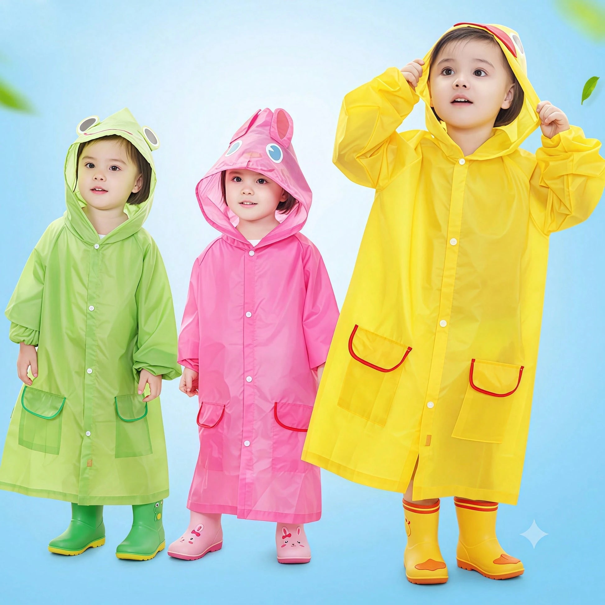 Children's Raincoat Set, Cartoon Kids Raincoat- Waterproof Baby Rainwear, Length 90-130cm, Suitable For 5-7 Years Old Children