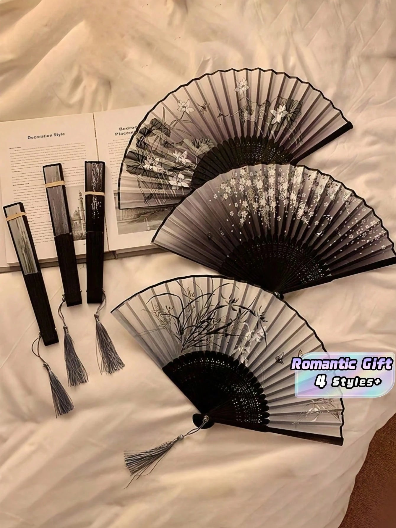 Chinese Style Folding Hand Fan Portable Mini Black Fan For Dance Summer Cooling Beach Travel,Valentine's Day,Brazilian Valentine's Day,Brazil Valentine's Day,June 12 Valentine's Day,Saint John's