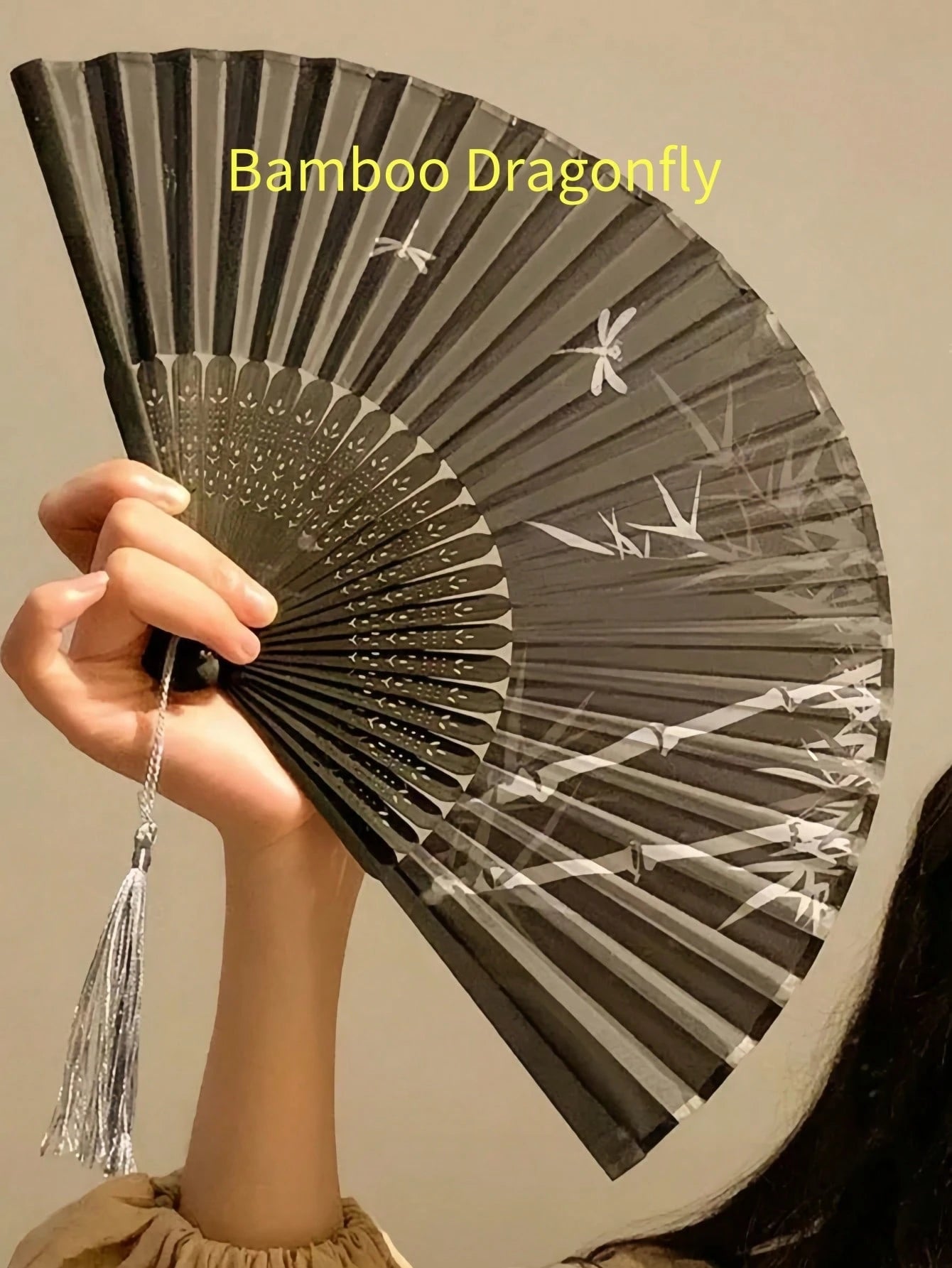 Chinese Style Folding Hand Fan Portable Mini Black Fan For Dance Summer Cooling Beach Travel,Valentine's Day,Brazilian Valentine's Day,Brazil Valentine's Day,June 12 Valentine's Day,Saint John's