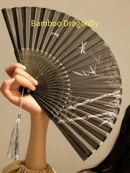 Chinese Style Folding Hand Fan Portable Mini Black Fan For Dance Summer Cooling Beach Travel,Valentine's Day,Brazilian Valentine's Day,Brazil Valentine's Day,June 12 Valentine's Day,Saint John's