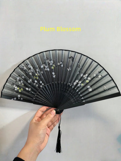 Chinese Style Folding Hand Fan Portable Mini Black Fan For Dance Summer Cooling Beach Travel,Valentine's Day,Brazilian Valentine's Day,Brazil Valentine's Day,June 12 Valentine's Day,Saint John's