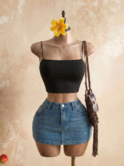Chiquease Solid Crop Cami Top
