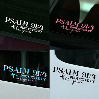 Christian Faith Psalm 91:4 Bible Cross Design Car Sticker, Suitable For Water Bottle Sticker, Laptop Sticker, Car Sticker, Glass Window Sticker, Car Decoration Sticker