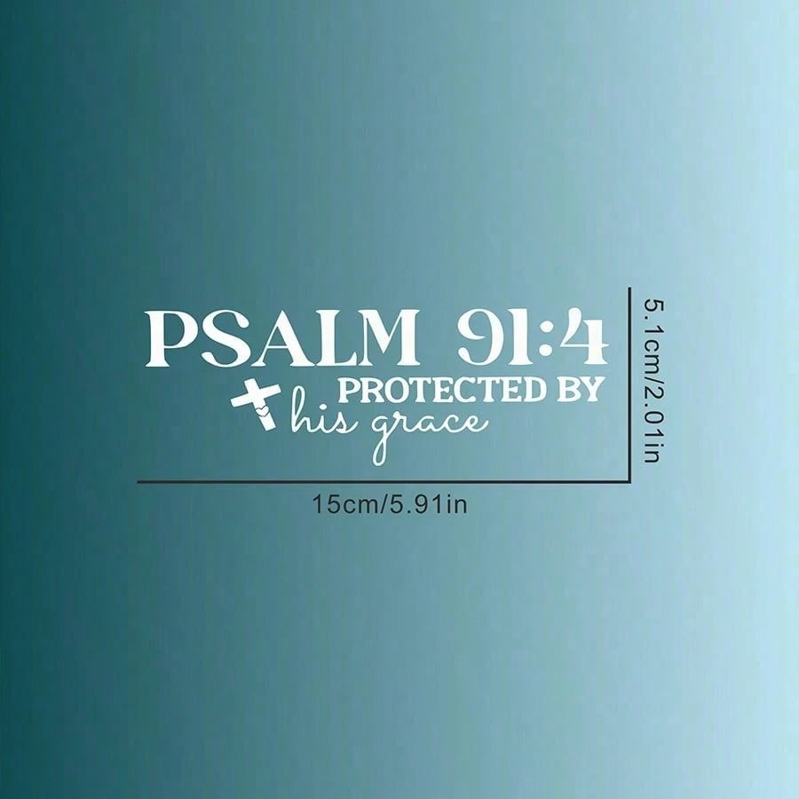 Christian Faith Psalm 91:4 Bible Cross Design Car Sticker, Suitable For Water Bottle Sticker, Laptop Sticker, Car Sticker, Glass Window Sticker, Car Decoration Sticker