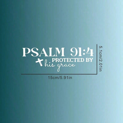 Christian Faith Psalm 91:4 Bible Cross Design Car Sticker, Suitable For Water Bottle Sticker, Laptop Sticker, Car Sticker, Glass Window Sticker, Car Decoration Sticker