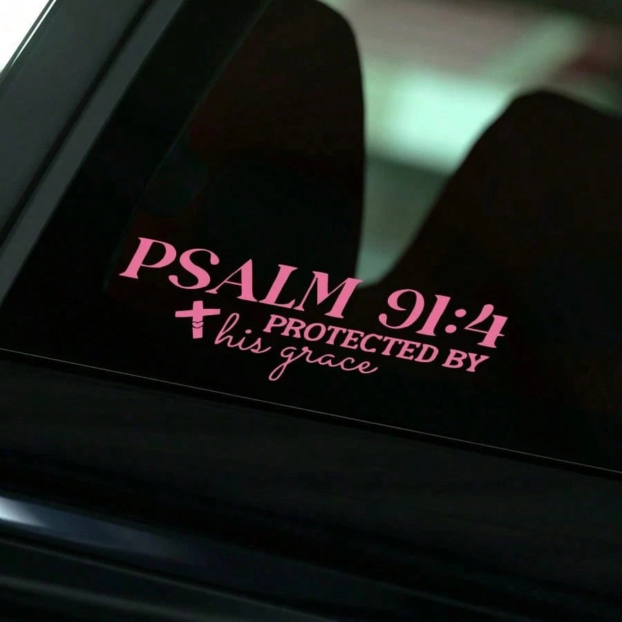 Christian Faith Psalm 91:4 Bible Cross Design Car Sticker, Suitable For Water Bottle Sticker, Laptop Sticker, Car Sticker, Glass Window Sticker, Car Decoration Sticker
