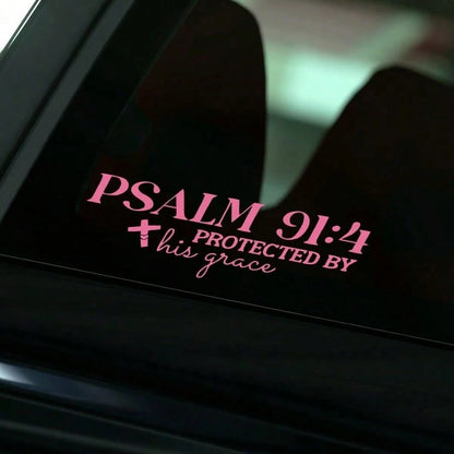 Christian Faith Psalm 91:4 Bible Cross Design Car Sticker, Suitable For Water Bottle Sticker, Laptop Sticker, Car Sticker, Glass Window Sticker, Car Decoration Sticker