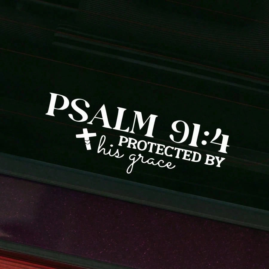 Christian Faith Psalm 91:4 Bible Cross Design Car Sticker, Suitable For Water Bottle Sticker, Laptop Sticker, Car Sticker, Glass Window Sticker, Car Decoration Sticker