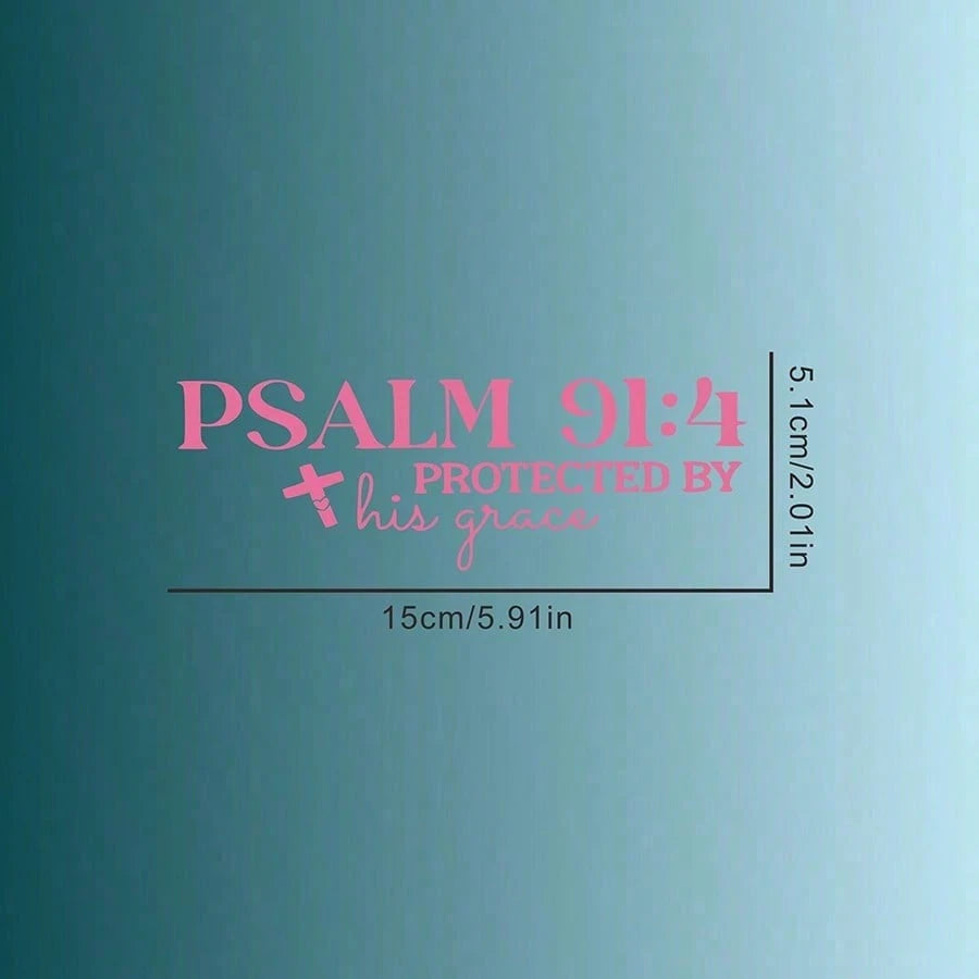 Christian Faith Psalm 91:4 Bible Cross Design Car Sticker, Suitable For Water Bottle Sticker, Laptop Sticker, Car Sticker, Glass Window Sticker, Car Decoration Sticker