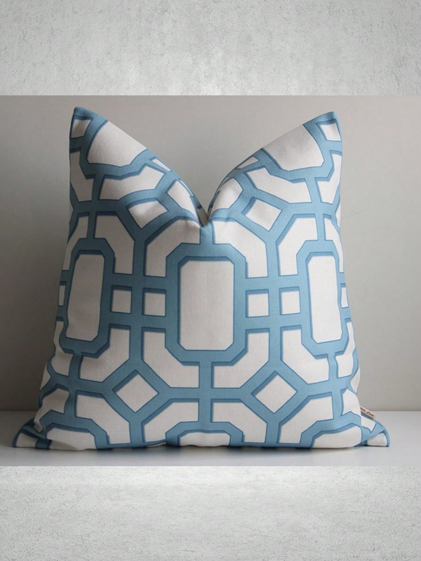 CKnight Ciel BlueGreen Geometric Chinoiserie Throw Pillow Cover-- Chinoise Exotic Scenic Cushion Cover, Chinese Old Fashion Pillow Case,Suitable For Beds, Living Rooms, Cars, Offices And Hotels, De