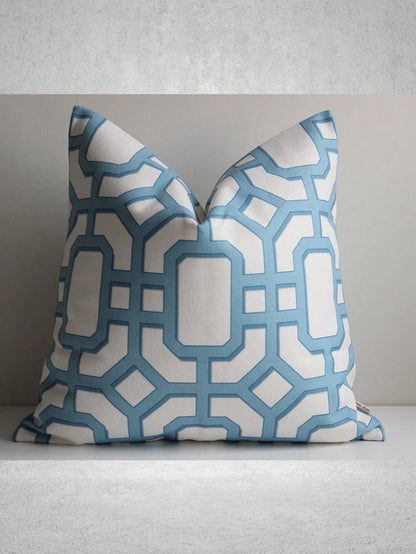 CKnight Ciel BlueGreen Geometric Chinoiserie Throw Pillow Cover-- Chinoise Exotic Scenic Cushion Cover, Chinese Old Fashion Pillow Case,Suitable For Beds, Living Rooms, Cars, Offices And Hotels, De