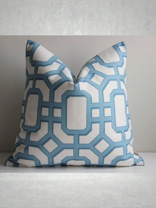 CKnight Ciel BlueGreen Geometric Chinoiserie Throw Pillow Cover-- Chinoise Exotic Scenic Cushion Cover, Chinese Old Fashion Pillow Case,Suitable For Beds, Living Rooms, Cars, Offices And Hotels, De