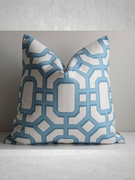 CKnight Ciel BlueGreen Geometric Chinoiserie Throw Pillow Cover-- Chinoise Exotic Scenic Cushion Cover, Chinese Old Fashion Pillow Case,Suitable For Beds, Living Rooms, Cars, Offices And Hotels, De