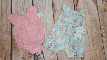 CLEARANCE LITTLE ME ROSE MEADOW 2 PK ROMPERS LLR15611N