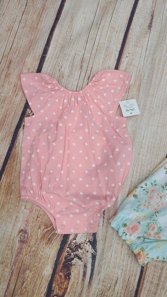 CLEARANCE LITTLE ME ROSE MEADOW 2 PK ROMPERS LLR15611N
