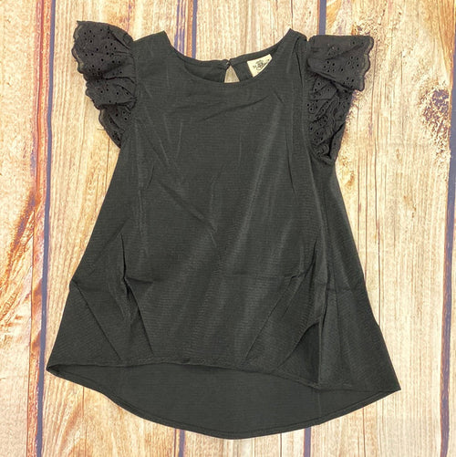 CLEARANCE ML Kids Black Eyelet Cap Sleeved Tunic