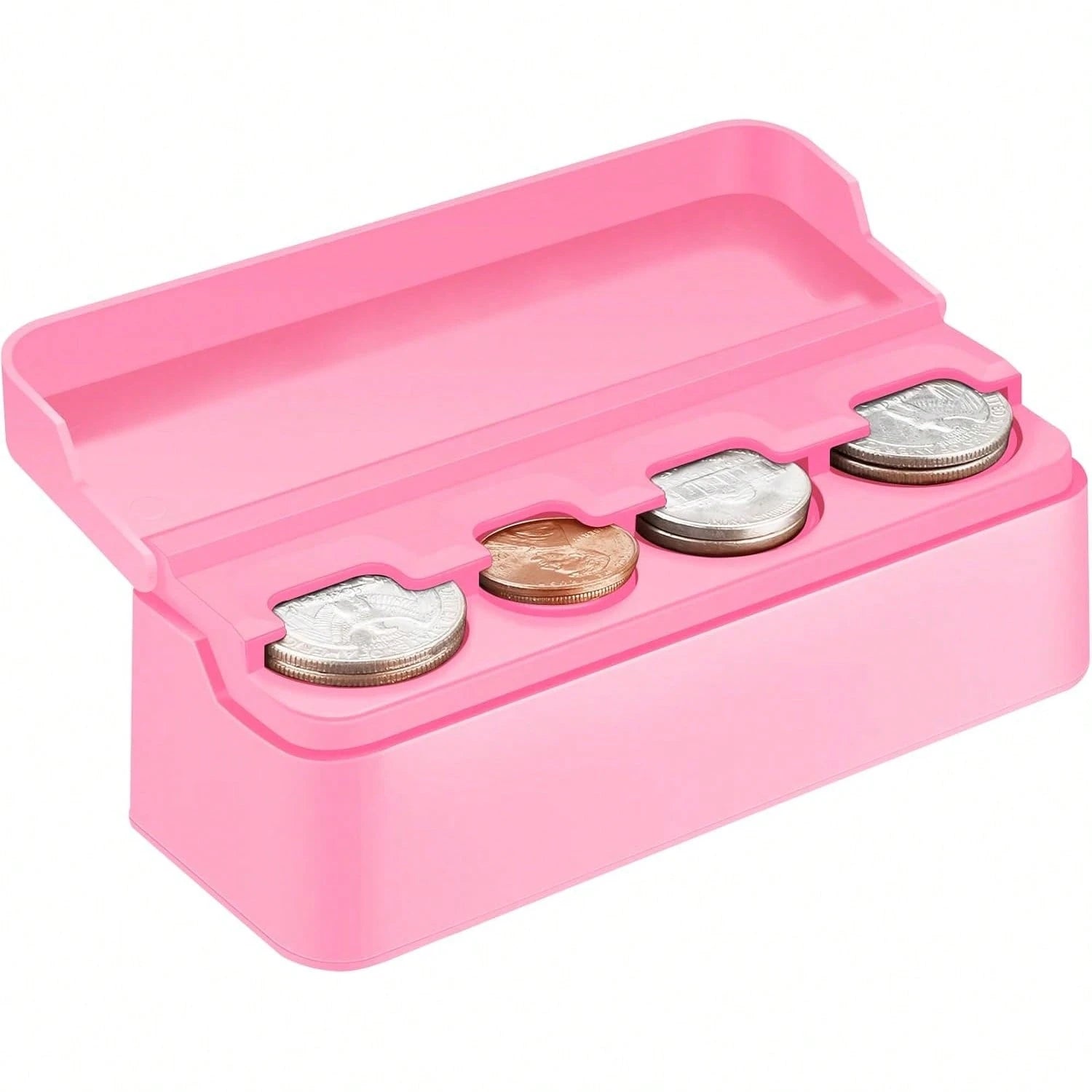Coin Holder For Car Change Organizer Universal Storage Coin Money Dispenser Fit For Most Car Trucks Accessories(Pink, 1 Pack)
