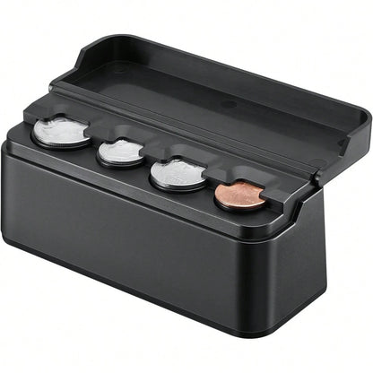 Coin Holder For Car Change Organizer Universal Storage Coin Money Dispenser Fit For Most Car Trucks Accessories(Black, 1 Pack)