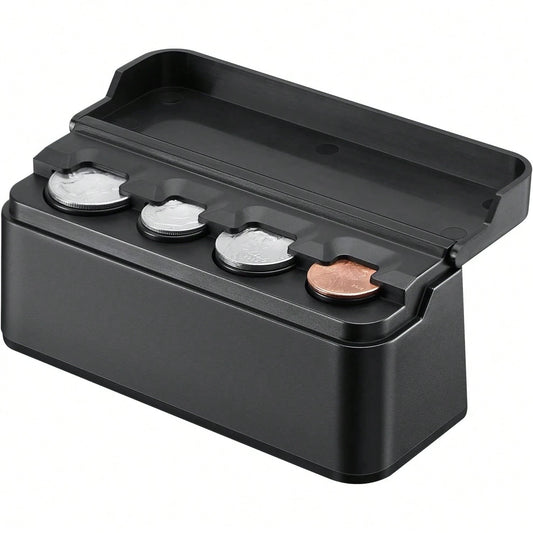 Coin Holder For Car Change Organizer Universal Storage Coin Money Dispenser Fit For Most Car Trucks Accessories(Black, 1 Pack)