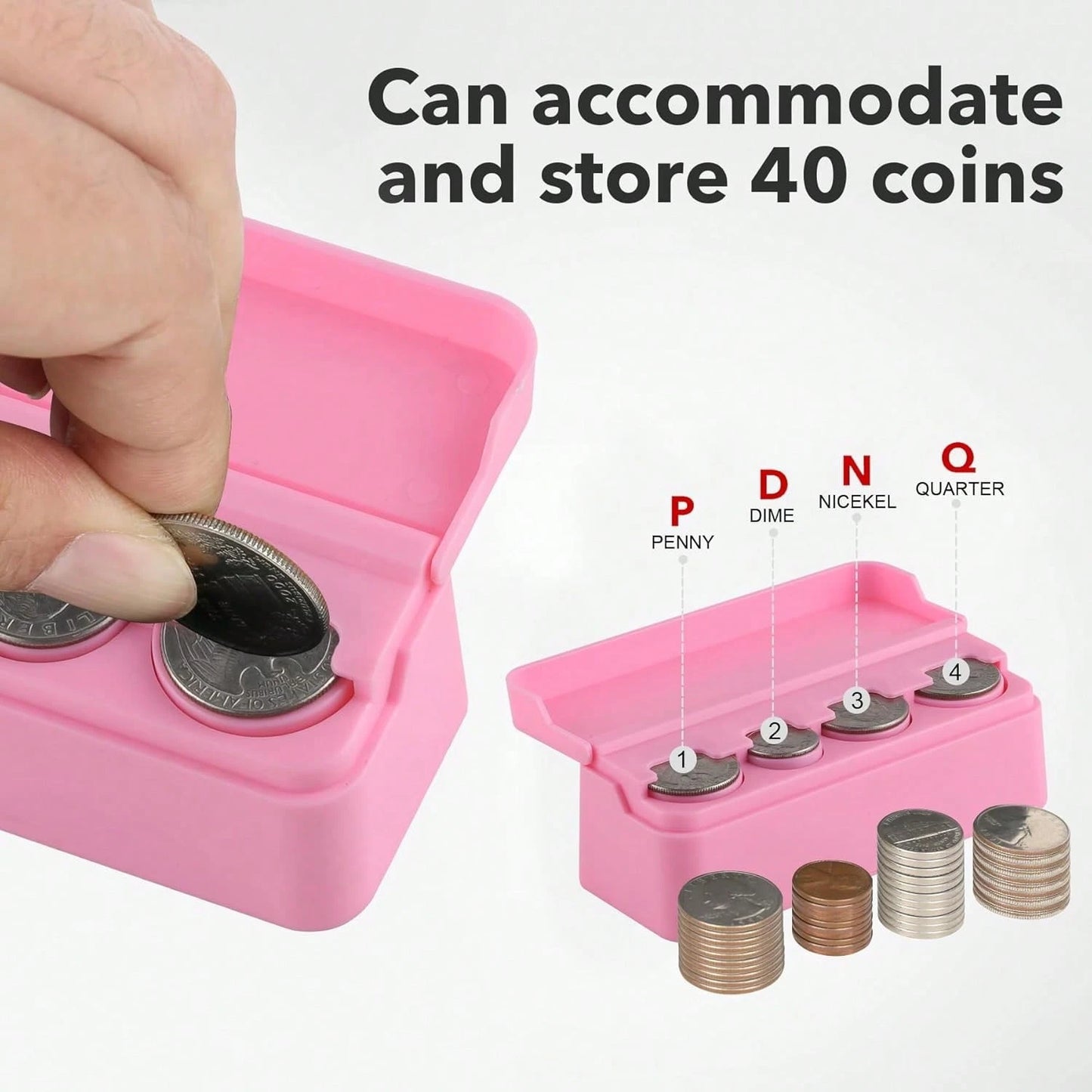 Coin Holder For Car Change Organizer Universal Storage Coin Money Dispenser Fit For Most Car Trucks Accessories(Pink, 1 Pack)