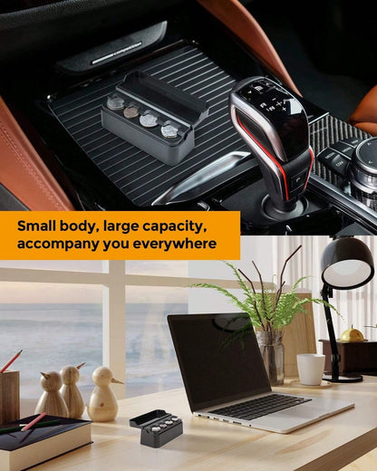 Coin Holder For Car Change Organizer Universal Storage Coin Money Dispenser Fit For Most Car Trucks Accessories(Black, 1 Pack)
