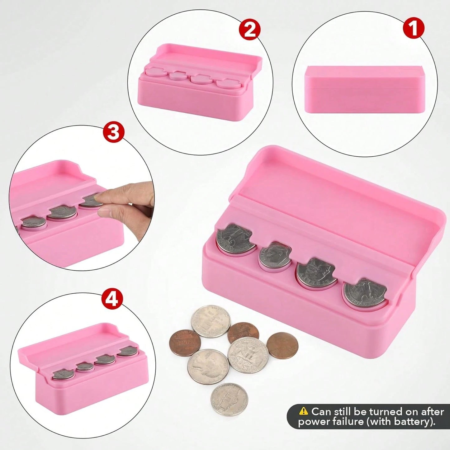 Coin Holder For Car Change Organizer Universal Storage Coin Money Dispenser Fit For Most Car Trucks Accessories(Pink, 1 Pack)