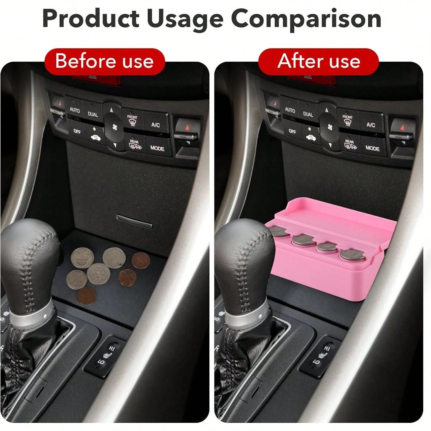 Coin Holder For Car Change Organizer Universal Storage Coin Money Dispenser Fit For Most Car Trucks Accessories(Pink, 1 Pack)