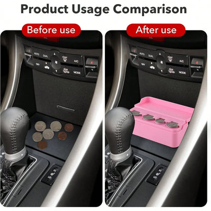 Coin Holder For Car Change Organizer Universal Storage Coin Money Dispenser Fit For Most Car Trucks Accessories(Pink, 1 Pack)