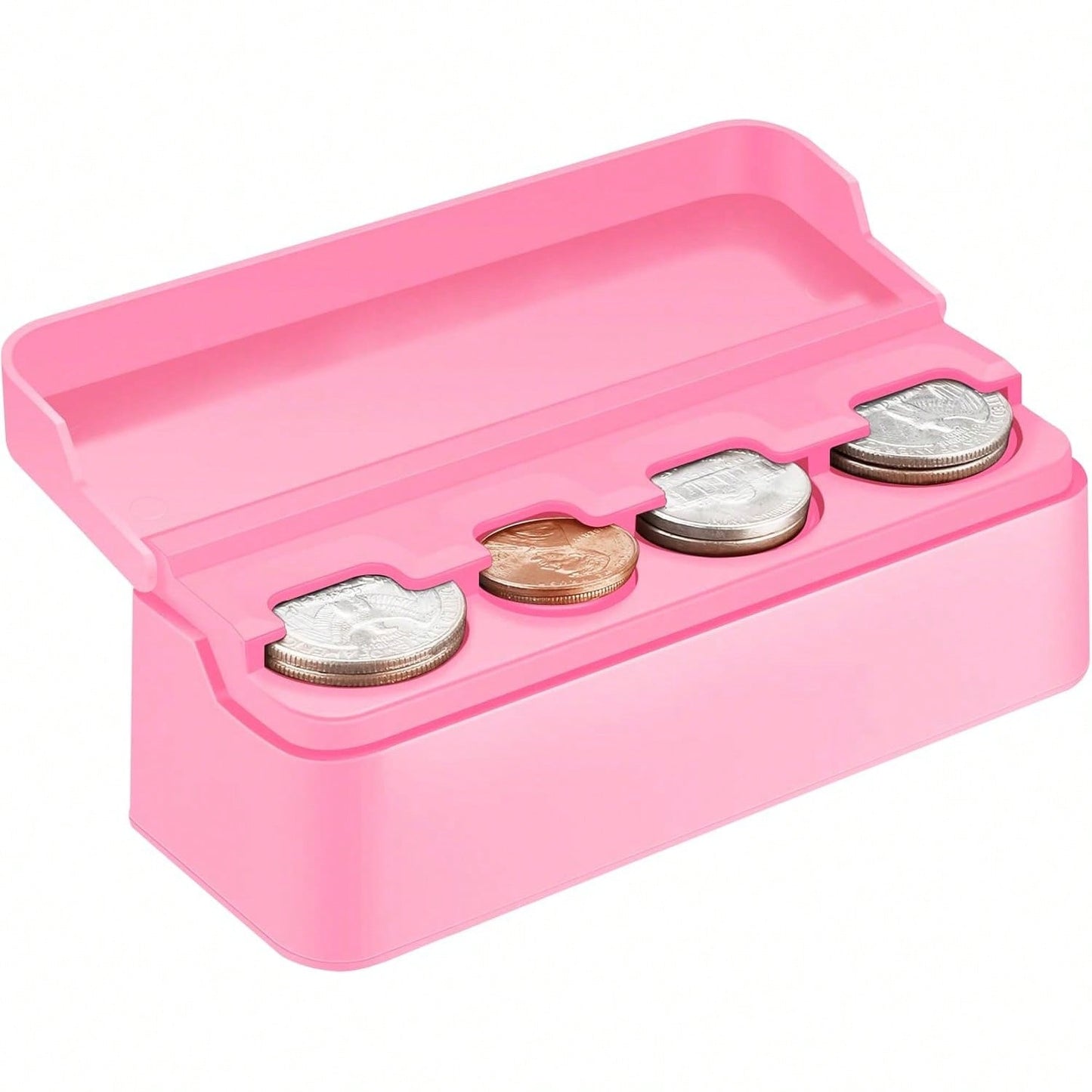 Coin Holder For Car Change Organizer Universal Storage Coin Money Dispenser Fit For Most Car Trucks Accessories(Pink, 1 Pack)