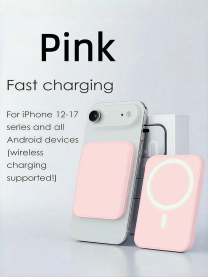 Colorful 5000mAh Magnetic Power Bank – Qi2 15W Mini Charger, MagSafe-Compatible, Lightweight Portable Battery Compatible With Iphone 12–17 Suitable For Office, Dorm, And Home Office Dorm Home Wireless