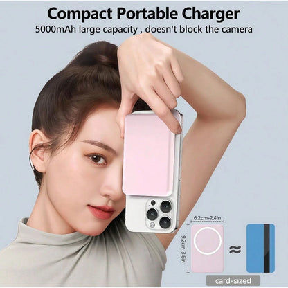 Colorful 5000mAh Magnetic Power Bank – Qi2 15W Mini Charger, MagSafe-Compatible, Lightweight Portable Battery Compatible With Iphone 12–17 Suitable For Office, Dorm, And Home Office Dorm Home Wireless