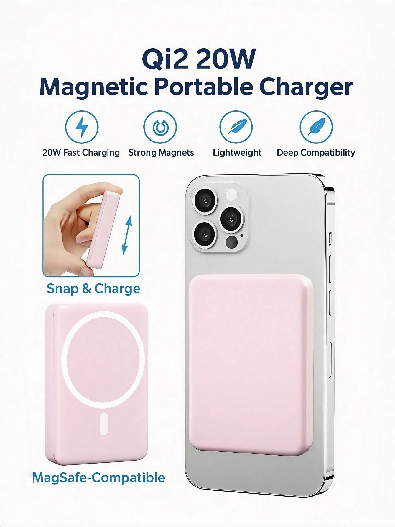 Colorful 5000mAh Magnetic Power Bank – Qi2 15W Mini Charger, MagSafe-Compatible, Lightweight Portable Battery Compatible With Iphone 12–17 Suitable For Office, Dorm, And Home Office Dorm Home Wireless