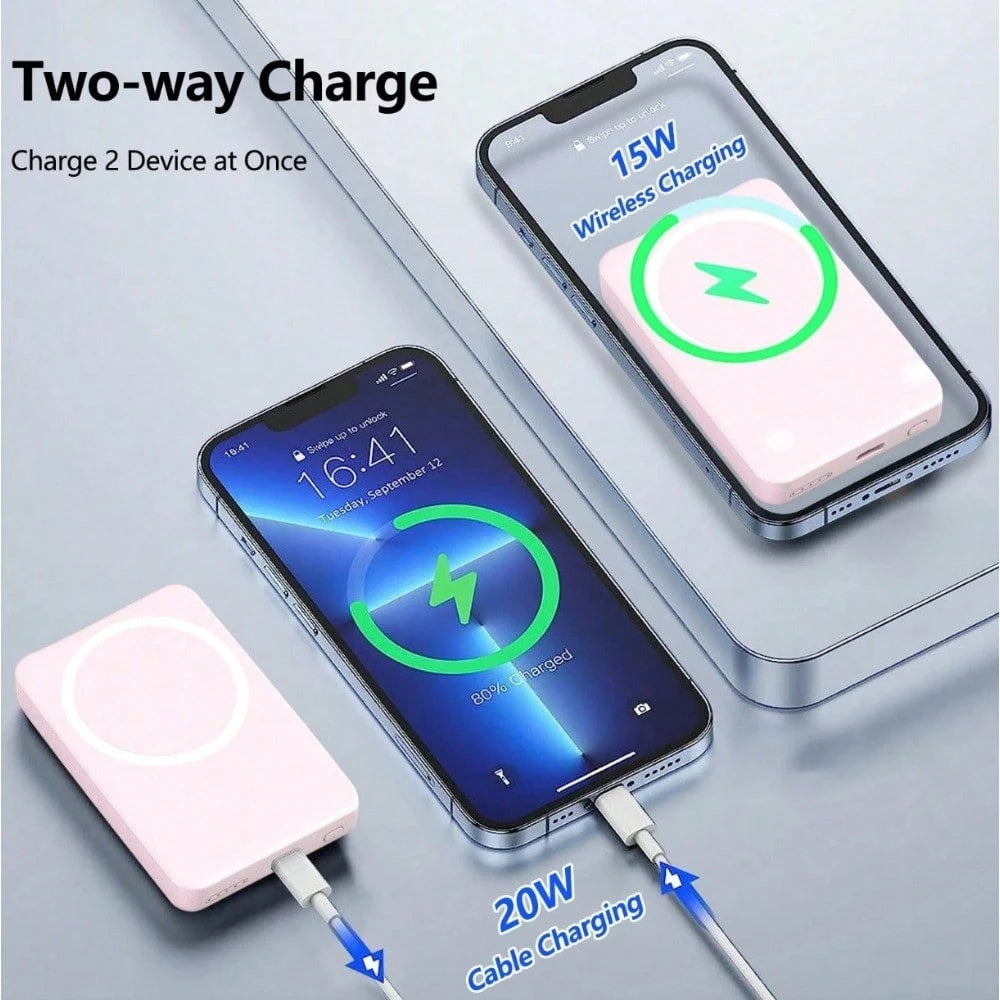 Colorful 5000mAh Magnetic Power Bank – Qi2 15W Mini Charger, MagSafe-Compatible, Lightweight Portable Battery Compatible With Iphone 12–17 Suitable For Office, Dorm, And Home Office Dorm Home Wireless