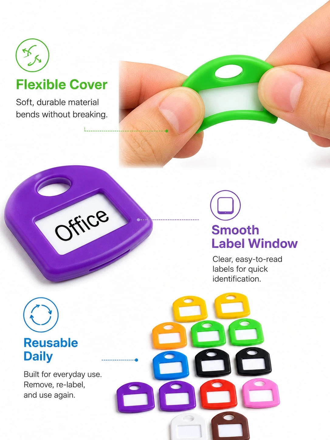 Colorful Key Identification Caps, Writable Key Label Caps, Flexible Key Labels, Suitable For Home, Office, Car Key Organization
